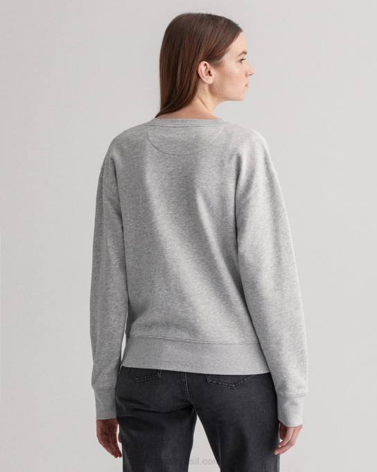 moletom gola redonda original N424C737 melange cinza claro GANT mulheres