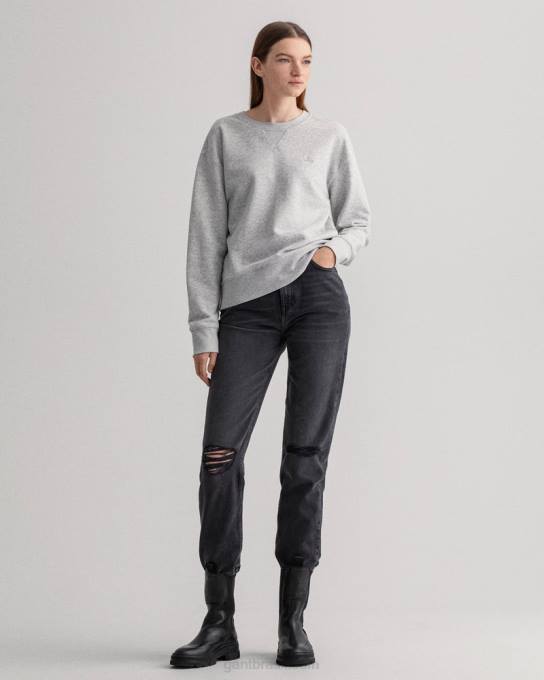 moletom gola redonda original N424C737 melange cinza claro GANT mulheres