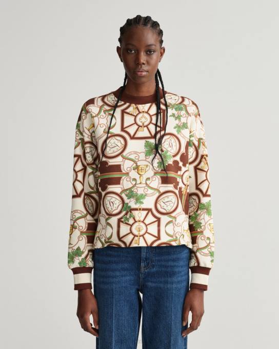 suéter de gola redonda de luxo americano N424C712 semente de cacau GANT mulheres