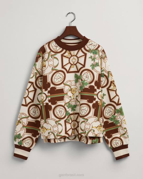 suéter de gola redonda de luxo americano N424C712 semente de cacau GANT mulheres