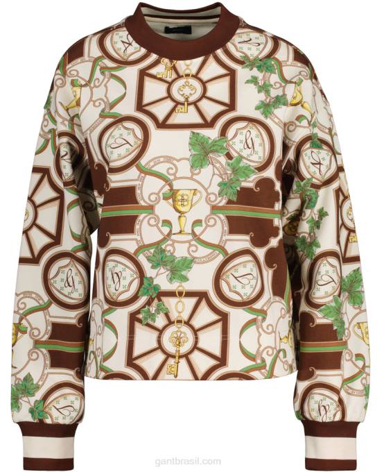 suéter de gola redonda de luxo americano N424C712 semente de cacau GANT mulheres