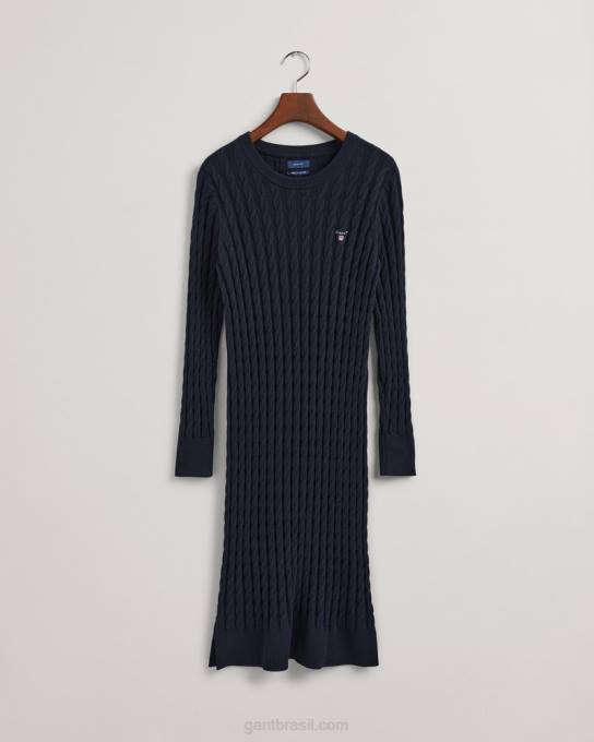 vestido de cabo torcido N424C645 noite azul GANT mulheres