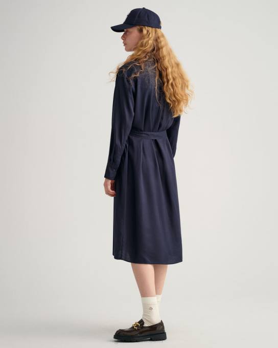 vestido de camisa de uma linha N424C646 noite azul GANT mulheres